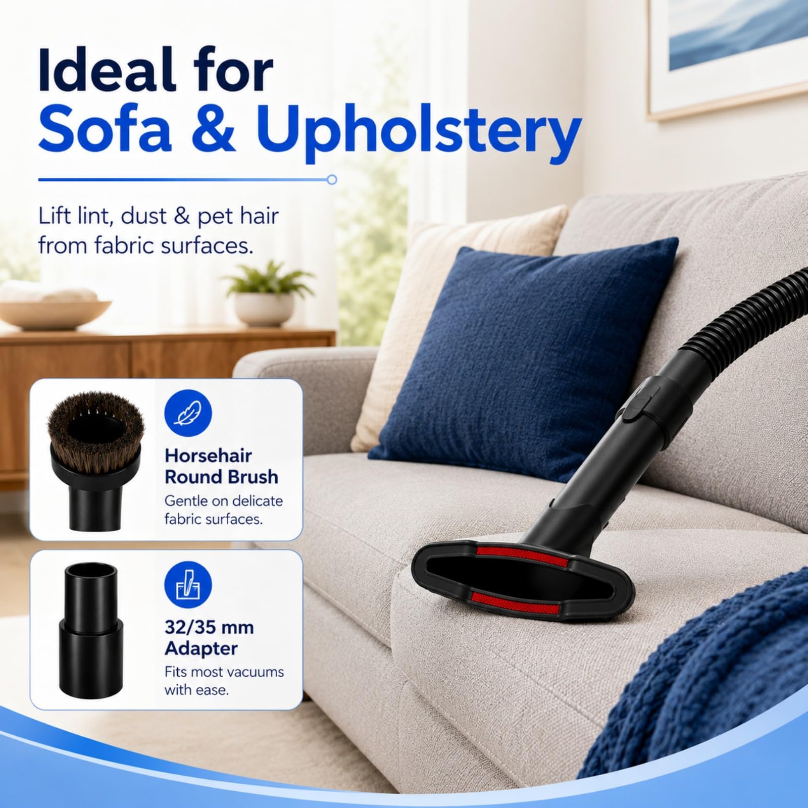 Staubsauger Zubehör Set für Vax C88-W2-P 2014-2023 2024 2025 2026+ | 6/9 Teile Set | Universal Adapter | Fugendüse | Rosshaarbürste | Für Auto Sofa Tierhaare | Für Viele Staubsauger Aufsätze