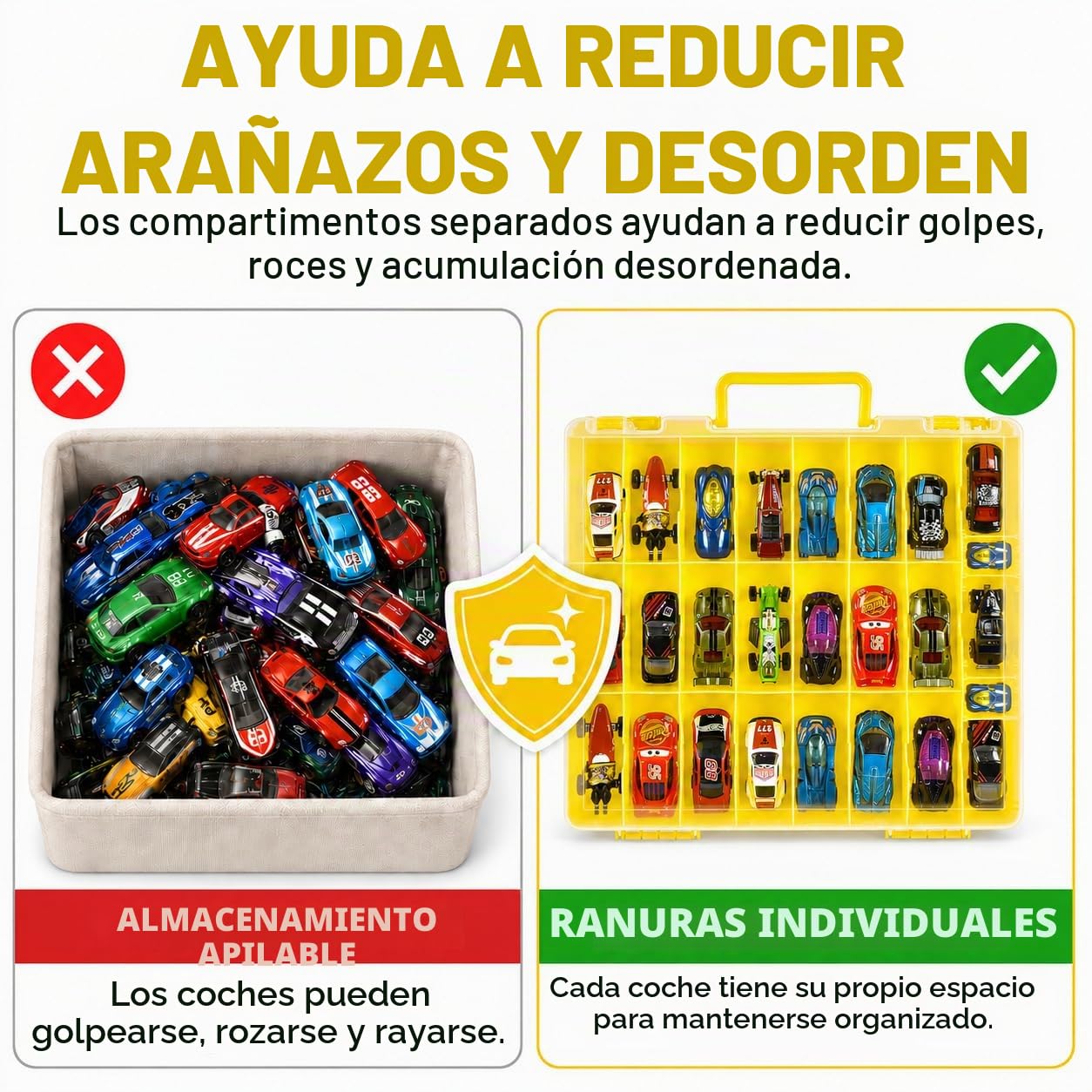 Estuche organizador de almacenamiento de coche de juguete compatible con ruedas calientes/para coches Matchbox. Soporte de contenedor de transporte para muñecas LOL Surprise/para Shopkins con 48