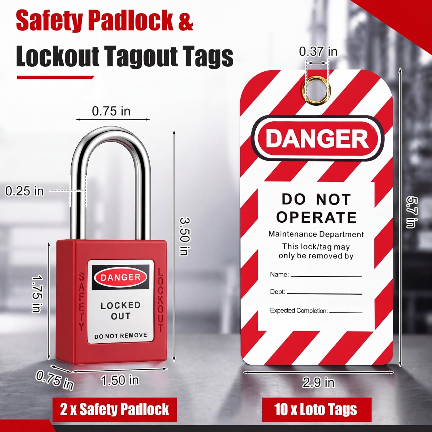 2 Pack Adjustable Ball Valve Lockout with 2 Pcs Safety Padlock 10 Pcs Lockout Tagout Tags for 1/2 Inch to 4-1/4 Inch Pipe Diameter, Outdoor Water Spigot Lock, Pipeline Valve Locking Device