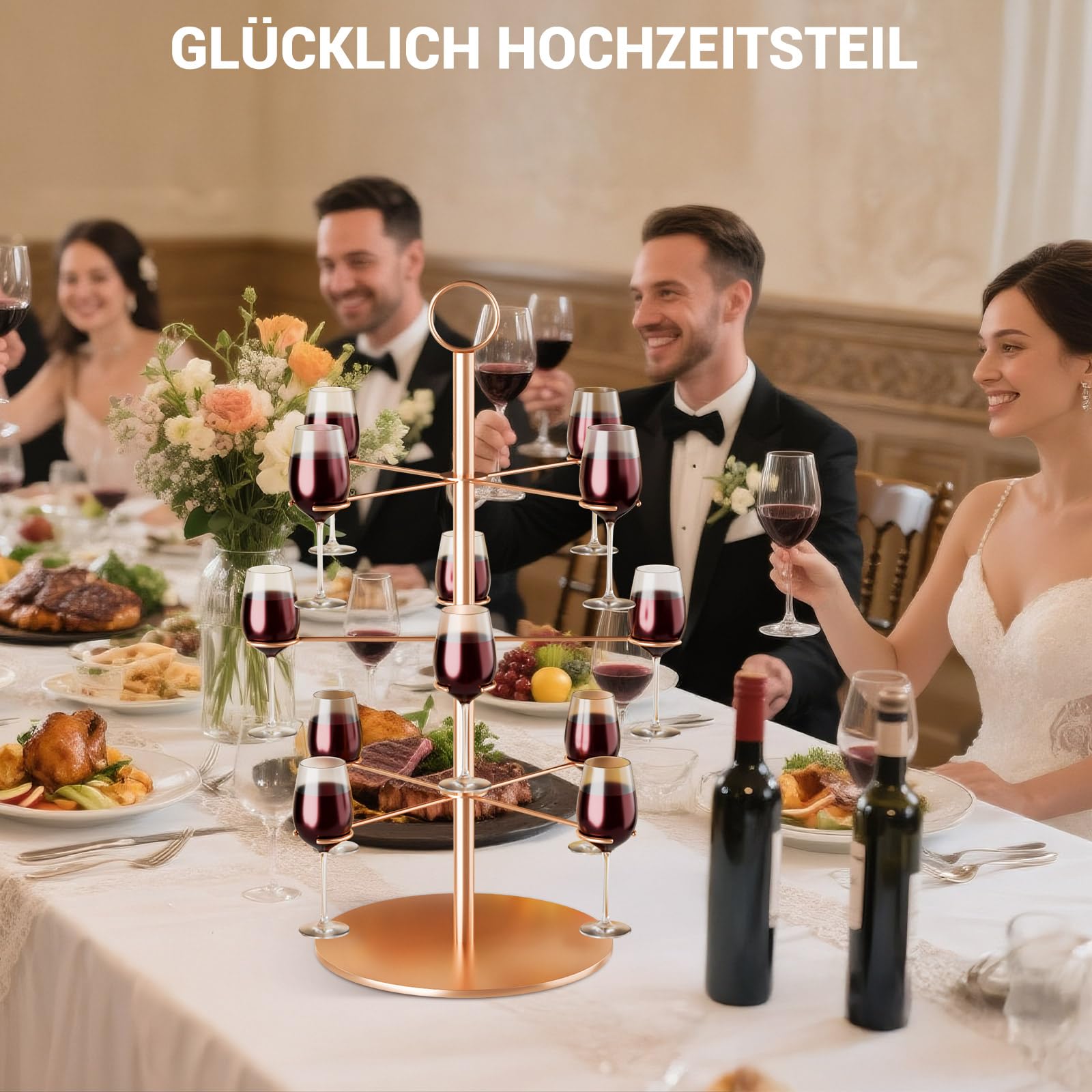 Getränke Tower, Aperol Tower Abnehmbar Champagner Turm, 3 Etagen 12 Gläser Aperol Baum Cocktailbaumständer, Metall Aperol Ständer Sarti Aperitif Weingläser Tum für Party, Hochzeiten, Kneipen, Zuhause