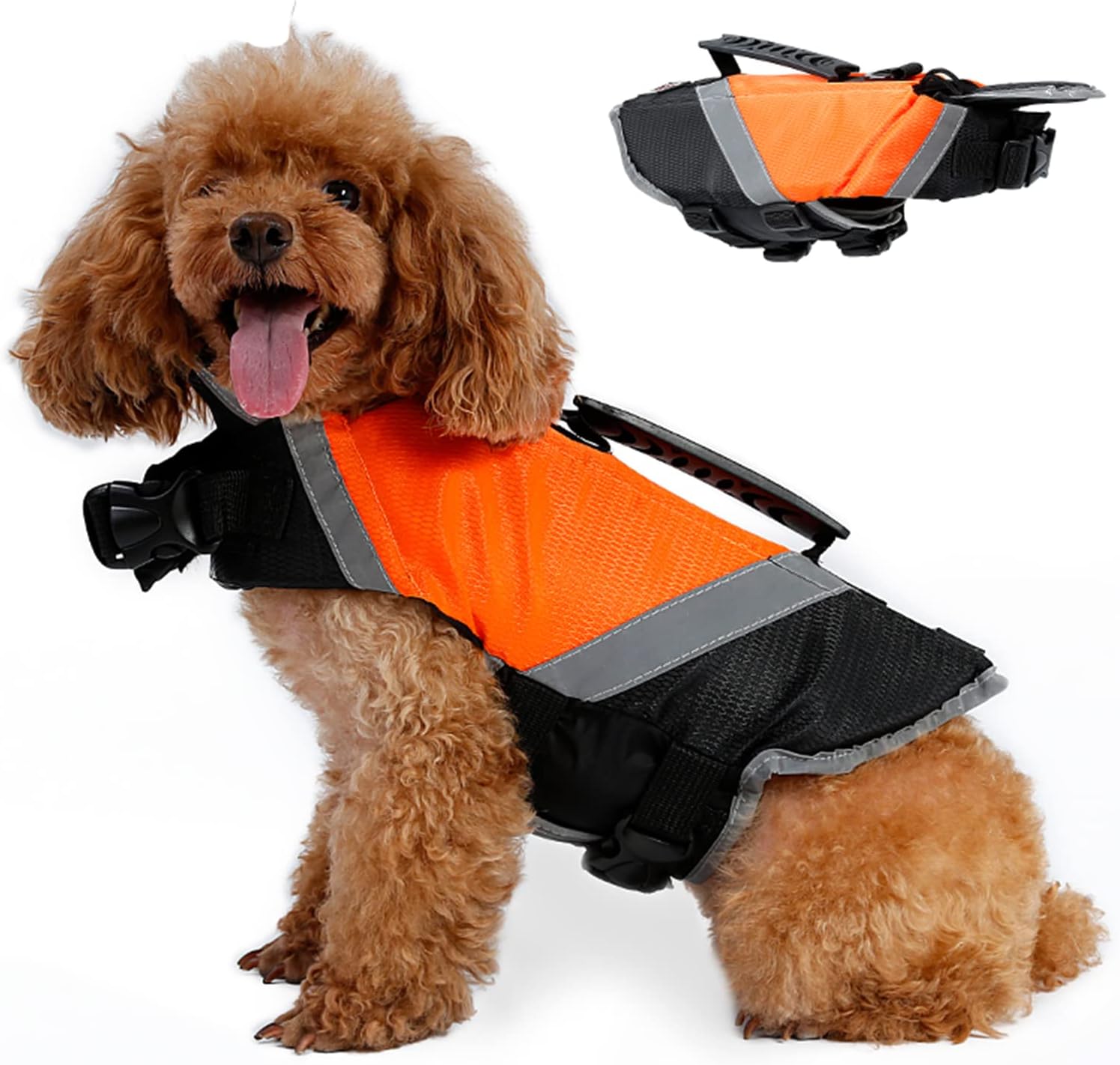 Dog Life Jacket with D Ring, Dog Life Vest with Chin Float, Dog Lifejacket with Buckles Swimming in Pool, Dog Float Coat for Small Medium Large Dogs