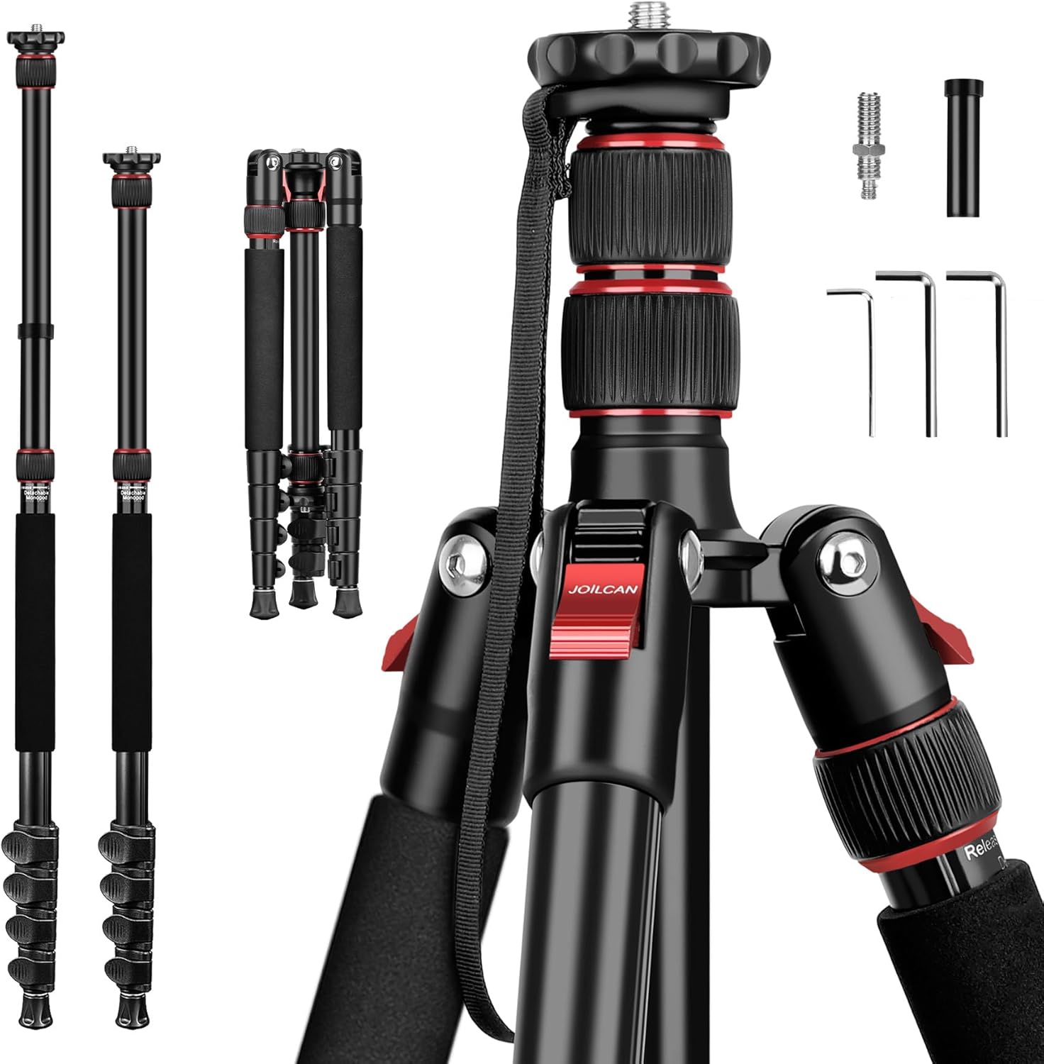 JOILCAN Tripod for Camera, 74″ Camera Tripods & Monopods, Professional Aluminum Tripod for DSLR Camera Phone, Compatible with 1/4″-20 and 3/8″-16 Video Head, Payload 35lb