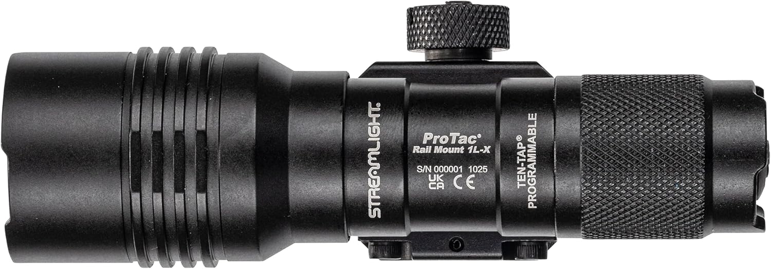 Streamlight 89026 ProTac Rail Mount 1L-X 500-Lumen 18,000-Candela Rechargeable Capable Weapon Light with CR123A Batteries, Picatinny and M-LOK Compatible, Black