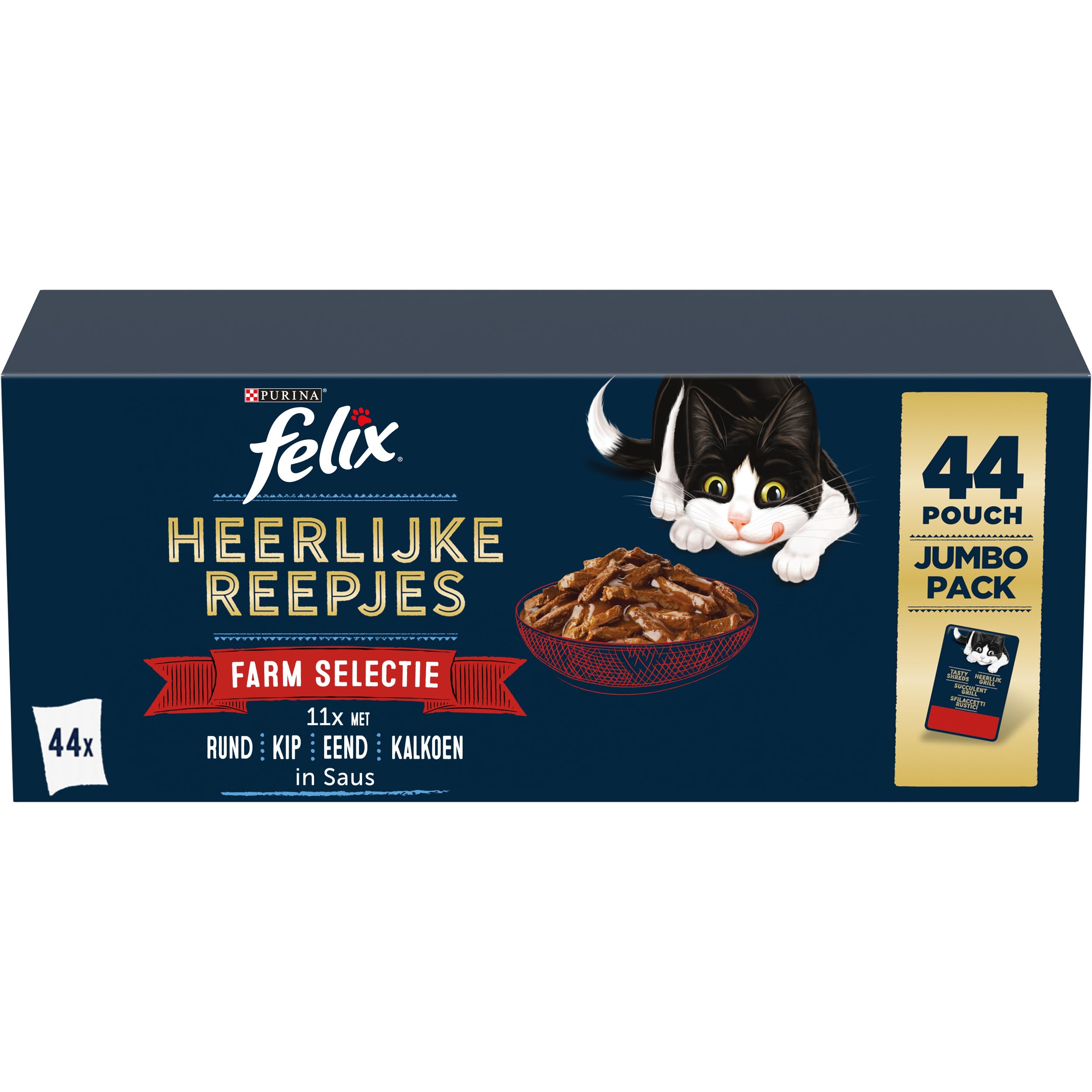 Felix Delicious Stripe Farm Selection 44 x 80g (44 Serving Bags; 3.55kg)