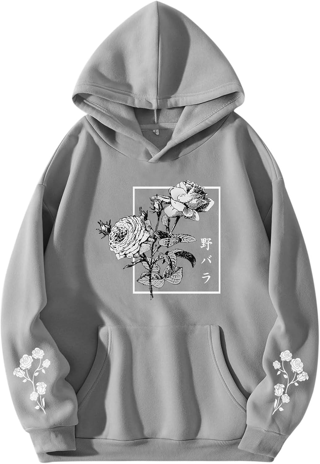 Sulayesh Rose Floral Graphic Hoodie for Men Aesthetic Japanese Cool Hoodies Oversized Trendy Streetwear Pullover Sweatshirt