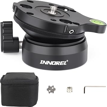 INNOREL Tripod Leveling Base, LB60 Leveling Base Half Ball with Offset Bubble Level and Bubble Level Bag for Canon, Nikon and Other DSLR Cameras with 1/4" Thread, Tripods and Monopods with 3/8" Thread
