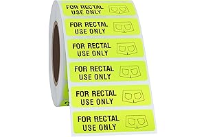 Rectal Use Only Labels: 500 Bright Fluorescent Paper Stickers (38x10mm, Yellow)