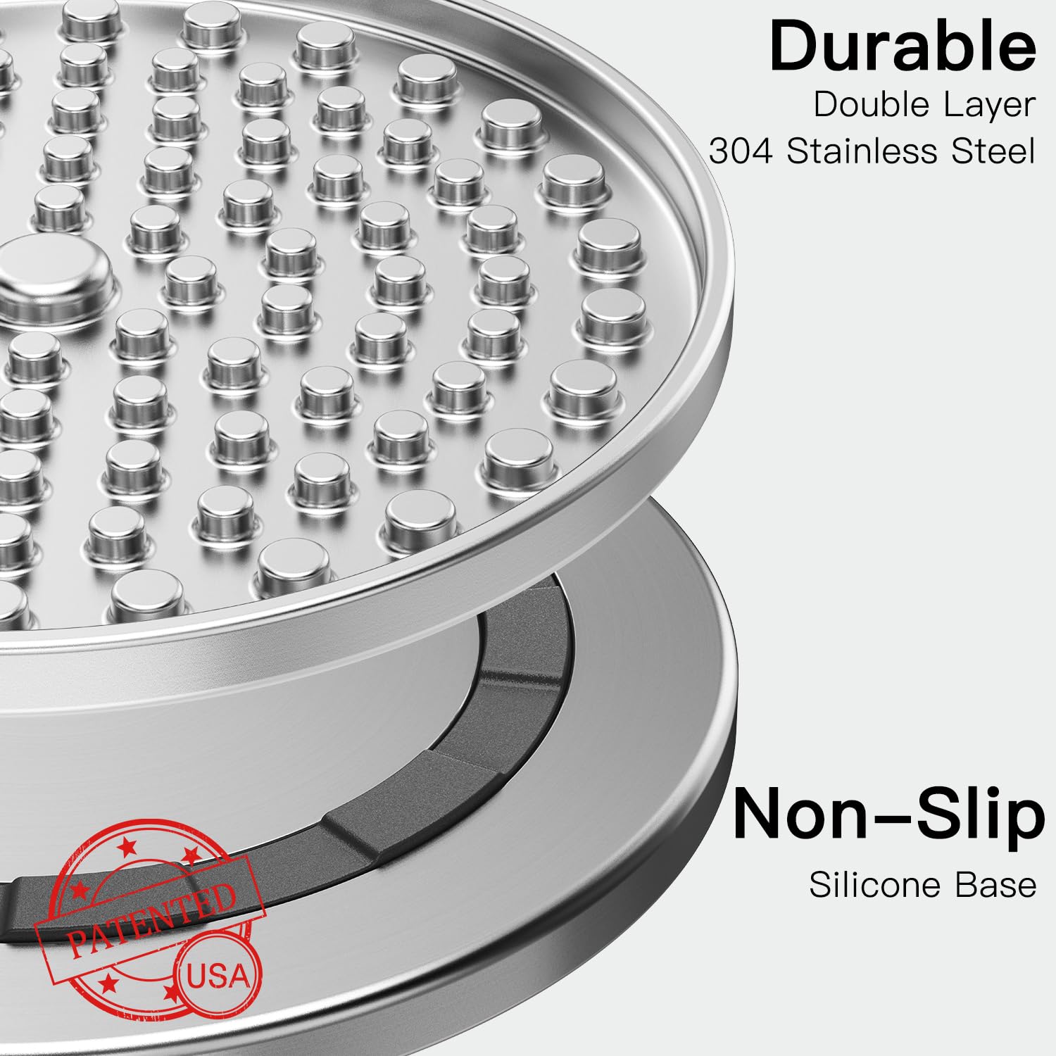 Edelstahl Leckmatte für Hunde & Katzen, rund 20,8 cm Metall Slow Feeder Lick Pad, kausichere Fütterungspad, rutschfeste robuste Basis, Angstreduzierer, Schnurrhaarfreundlich für Katzen