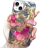 Vista 115 de I-MGAE-IN-AR - Funda compacta para iPhone 16 Pro Max con diseño de mariposa plateada brillante, a la moda, suave, delgada, de poliuretano