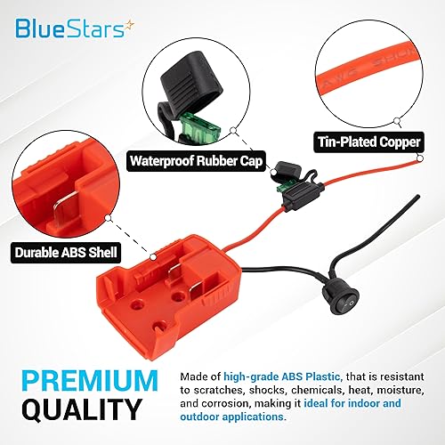 Miniatura 4 de BlueStars RED Power Wheels Adaptador para Milwaukee M18 Power Wheels Kit de conversión de batería con portafusibles y fusibles de cuchilla de 30 A