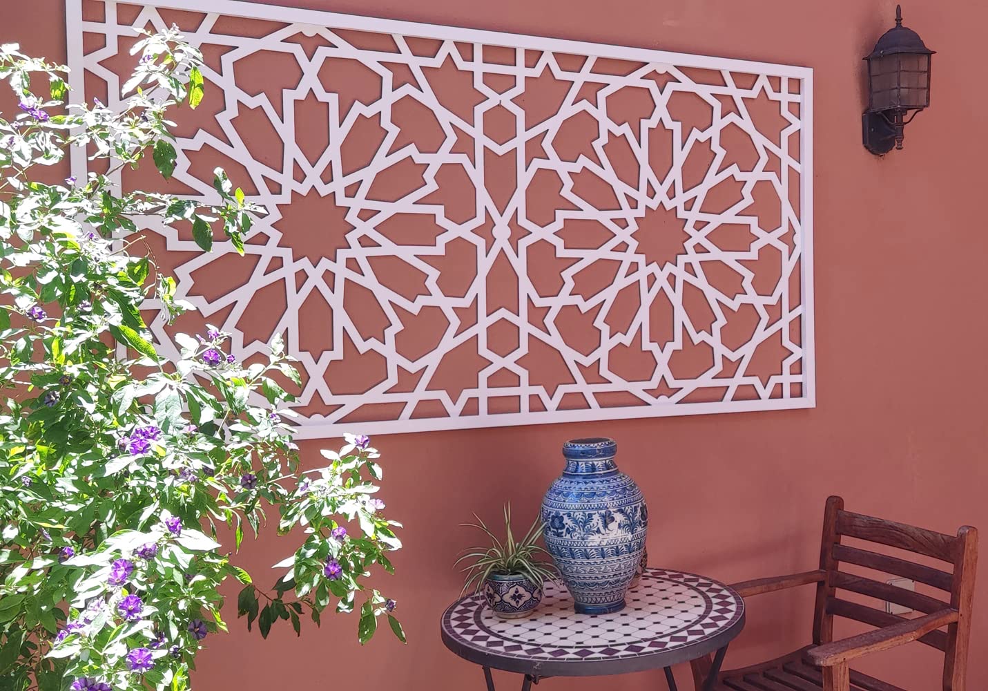 Celosía Decorativa PVC 100 x 200 cm - 5 mm | Celosía Árabe | Separador Ambientes PVC, Panel Decorativo Pared Fachada, Valla Jardín, Biombo Comedor Cocina Cabecero Cama Cuadro