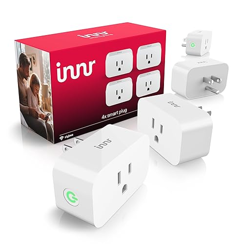 Innr Enchufe inteligente Zigbee, funciona con Philips Hue*, Alexa y SmartThings, repetidor Zigbee, monitoreo de energía, paquete de 4
