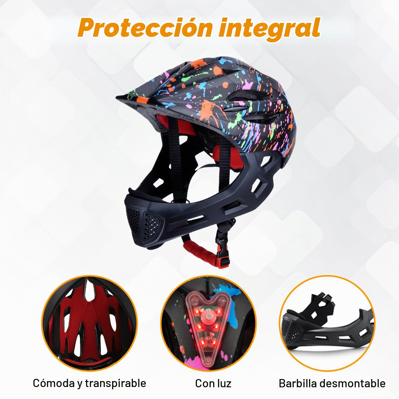 rockible Casco de Bicicleta para Niños, Casco de Bicicleta, Casco Integral para Ciclismo, para en Patineta