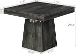 LITTLE TREE Table à manger carrée de 31.5 pouces, petite table de cuisine pour 4 Personnes, Agritourisme Table à dîner avec base de piédestal solide pour le restaurant, Salle à manger, Salon, Gris