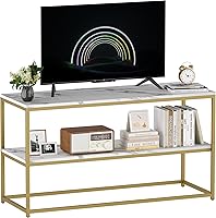 Vista 1 de Function Home Soporte de TV para televisores de hasta 50 pulgadas, centro de entretenimiento de 2 niveles, mueble de TV moderno con parte superior