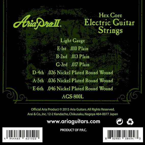 Aria 2 A1410 Set of Electric Guitar Strings 010 046