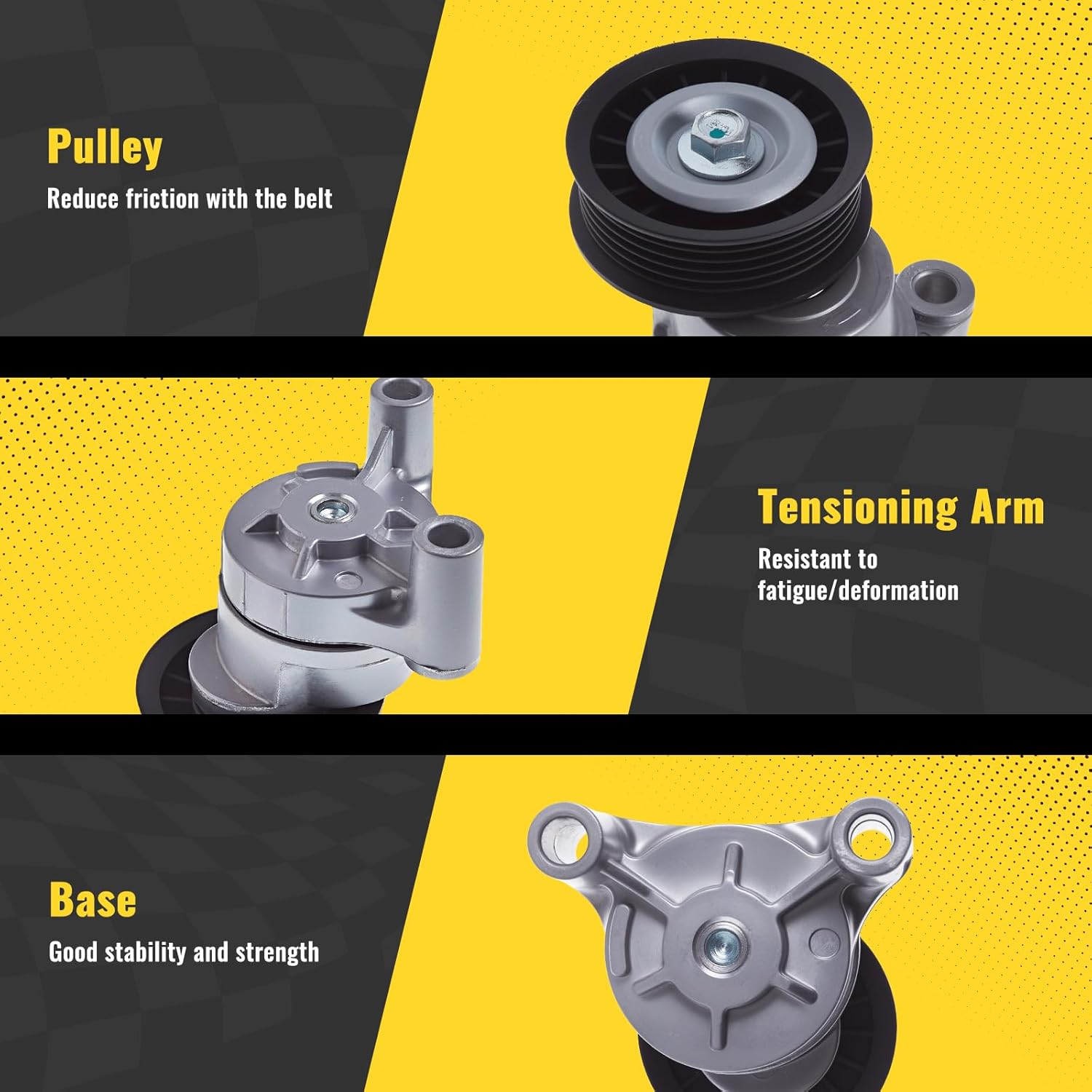 TUCAREST 39083 (Two Bolt Design) Accessory Drive Belt Tensioner Pulley Assembly Fit For 09-13 Cadi-llac Escalade/Chevy Avalanche Colorado Silverado 1500 /G-MC Canyon Yukon [# 89397 12609719 49436]