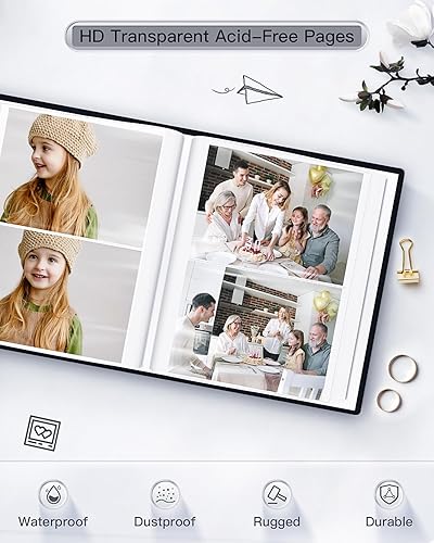 Vista 29 de popotop Álbum de fotos de 4 x 6 – 100 fotos libros con 100 bolsillos verticales, álbumes de cubierta de lino para familia, boda, aniversario, fotos