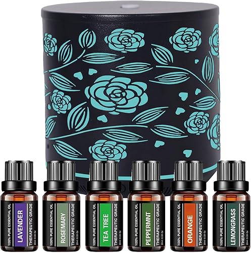 Miniatura 1 de Difusor de aceite esencial de rosa de hierro, difusor de aromaterapia, difusor ultrasónico de aromaterapia con temporizador de función de apagado