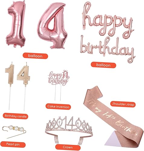 Miniatura 4 de ERINGOGO 1 juego de decoración de feliz cumpleaños, decoración de oro rosa, globo de feliz cumpleaños, globos de cumpleaños para niñas, decoraciones