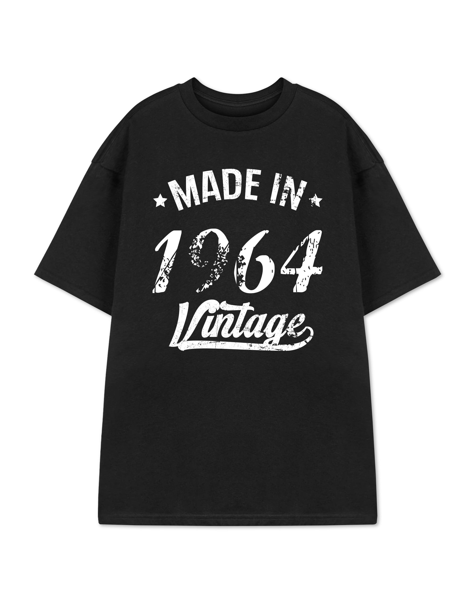 Vanilla Underground Men's Black - Made In 1964 Vintage 1964 Graphic Tee In Black | Retro Style Novelty Short Sleeved T-Shirt Gift | Classic 60S Style Apparel