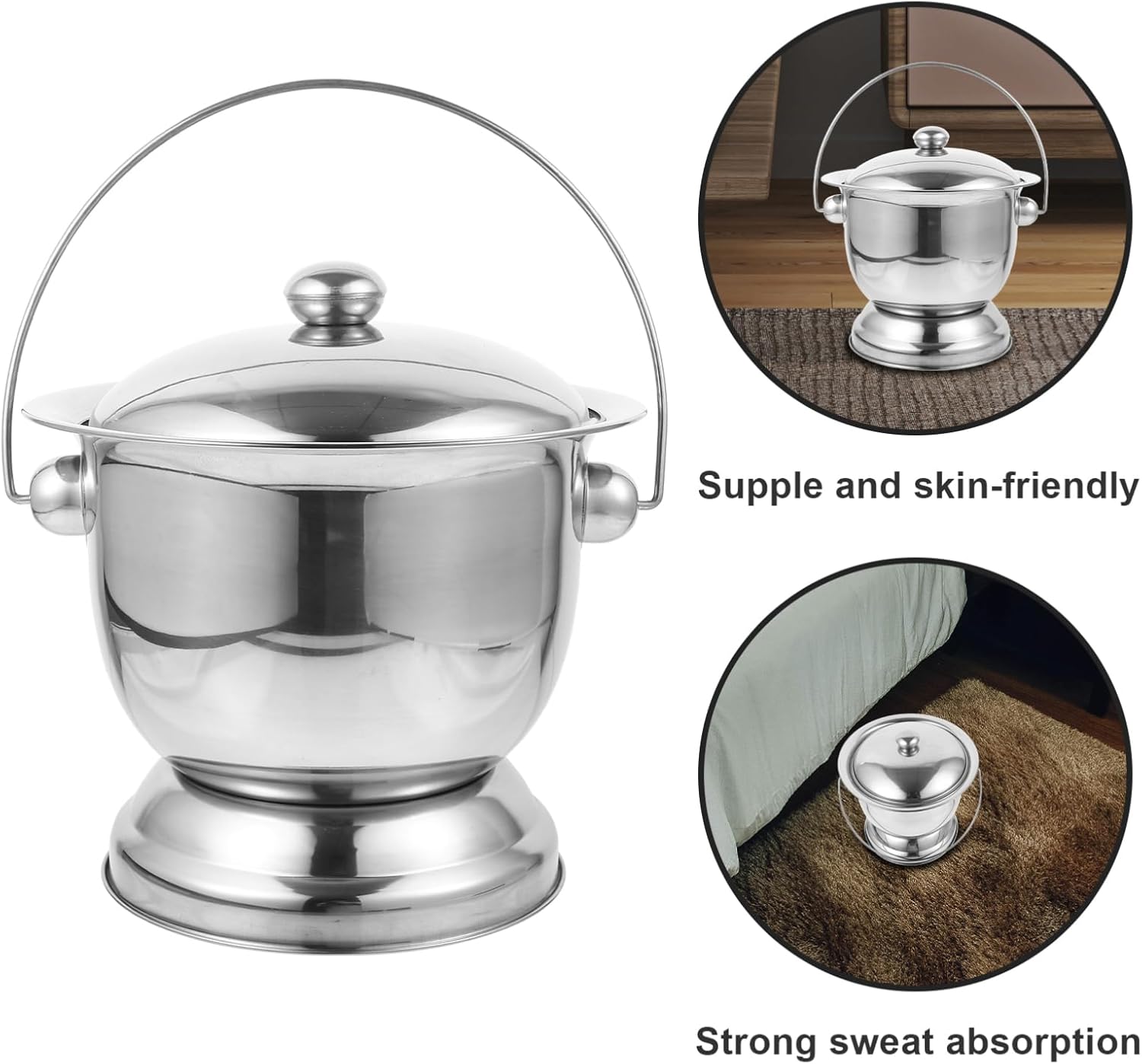 Spittoon Urinal Portable Urinal Stainless Steel Urine Bucket Lid Night Urine Pot