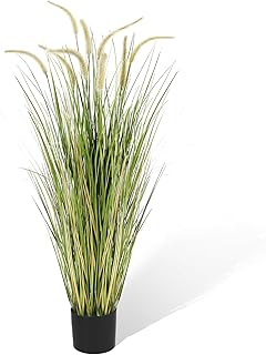 KOL Artificial 4ft Horsetail Reed Grass, 47.2in Artificial Indoor Outdoor Fake Grass Plant, Home ...