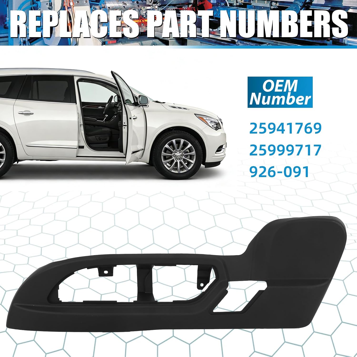 Driver Seat Trim Panel Compatible with 2009-2017 Buick Enclave/Chevrolet Traverse/GMC Acadia Replaces 25941769 (Black)