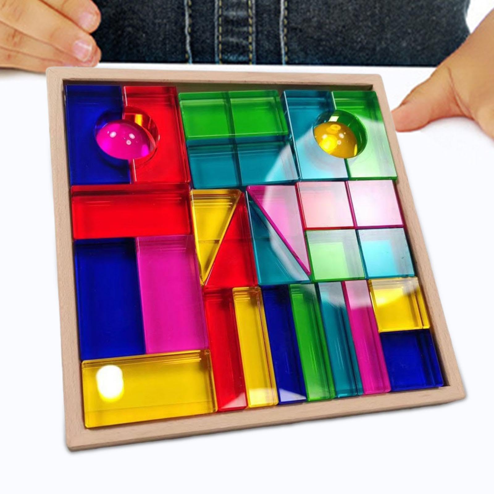 Juego de Bloques de Construcción Apilables, Cubos Acrílicos, Juguetes de Cristal con Función de Apilamiento Sensorial, Apto para Niños.