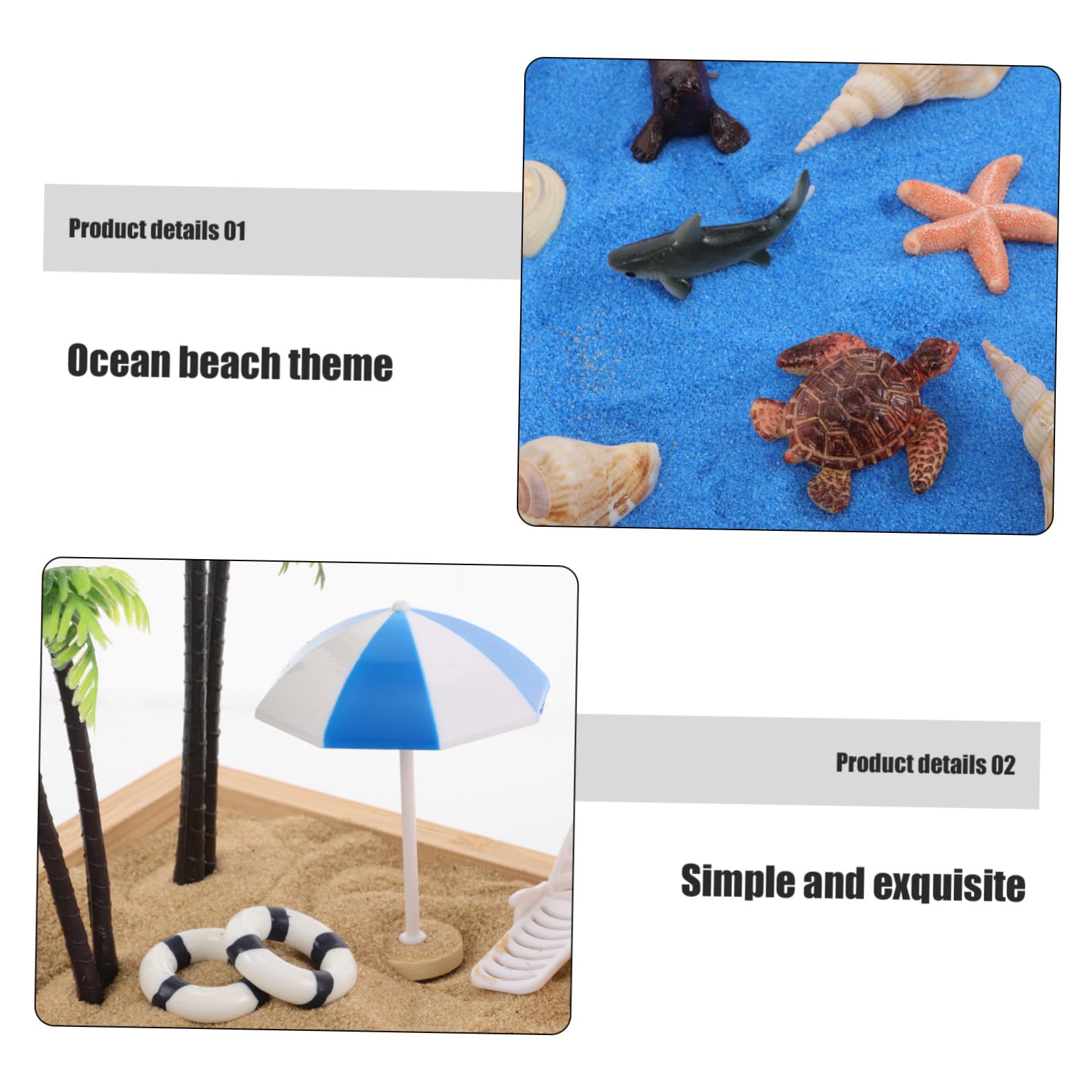 Mini Jardín Zen Japonés de Resina y Arena para Decoración de Mesa y Escritorio, Estilo Simple y Creativo Temática de Playa para Hogar y Oficina