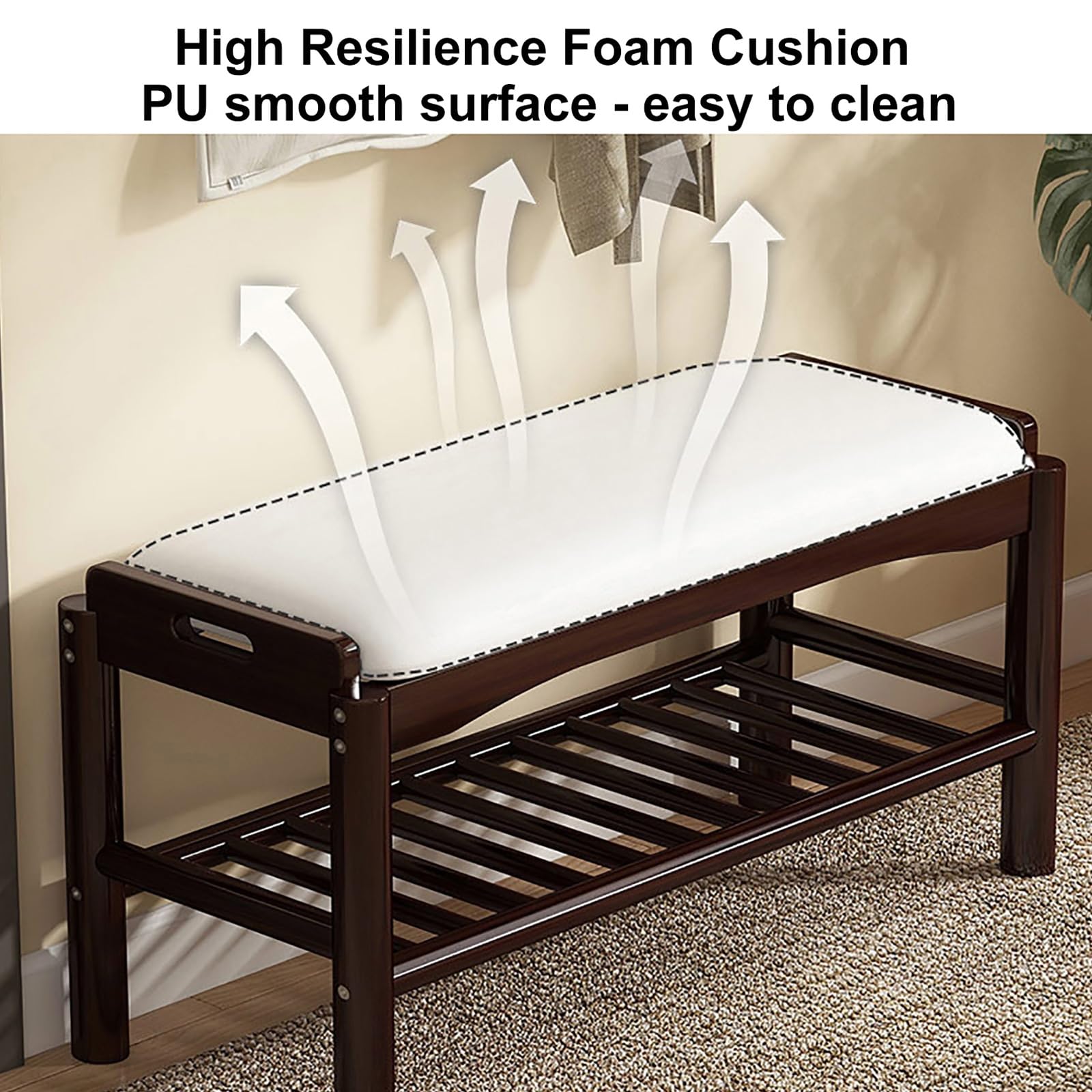 Schuhbank Mit Stauraum & Kissen – Massivholz, 80 Cm, Braun, Für Eingangsbereich & Flur