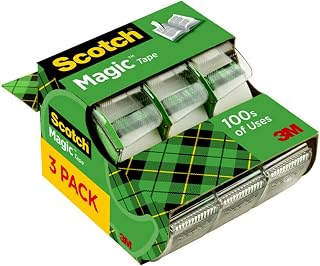 Scotch Magic Tape 3-Pack with Dispensers - Invisible Matte Clear Tape, 3/4 x 300 Inches for Permanent Repairs