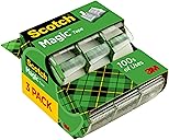 Scotch Magic Tape, Invisible, Holiday Supplies and Gift Wrap Tape, 3 Rolls with Dispensers, Great for Christmas Crafts