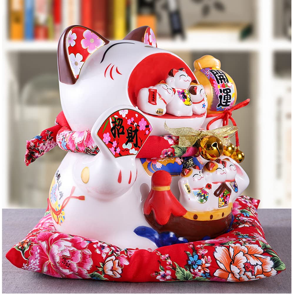 Lladró 幸運の猫 陶器置物 Amazon.co.jp: 幸運の猫 貯金箱 スタイル 装飾された磁器 招き猫 中国