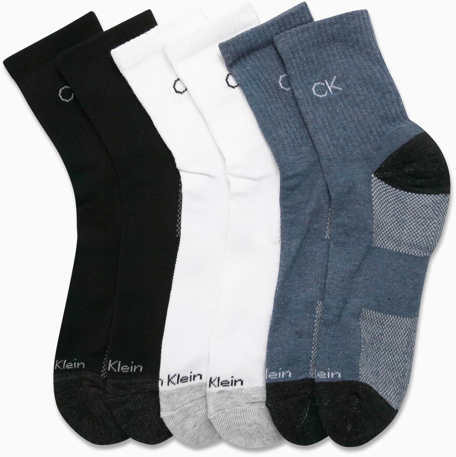 Calvin Klein Mens Quarter Socks - 6 Pack Performance Cushioned High Quarter Cut Athletic Socks for Men With Arch Support - Image 4