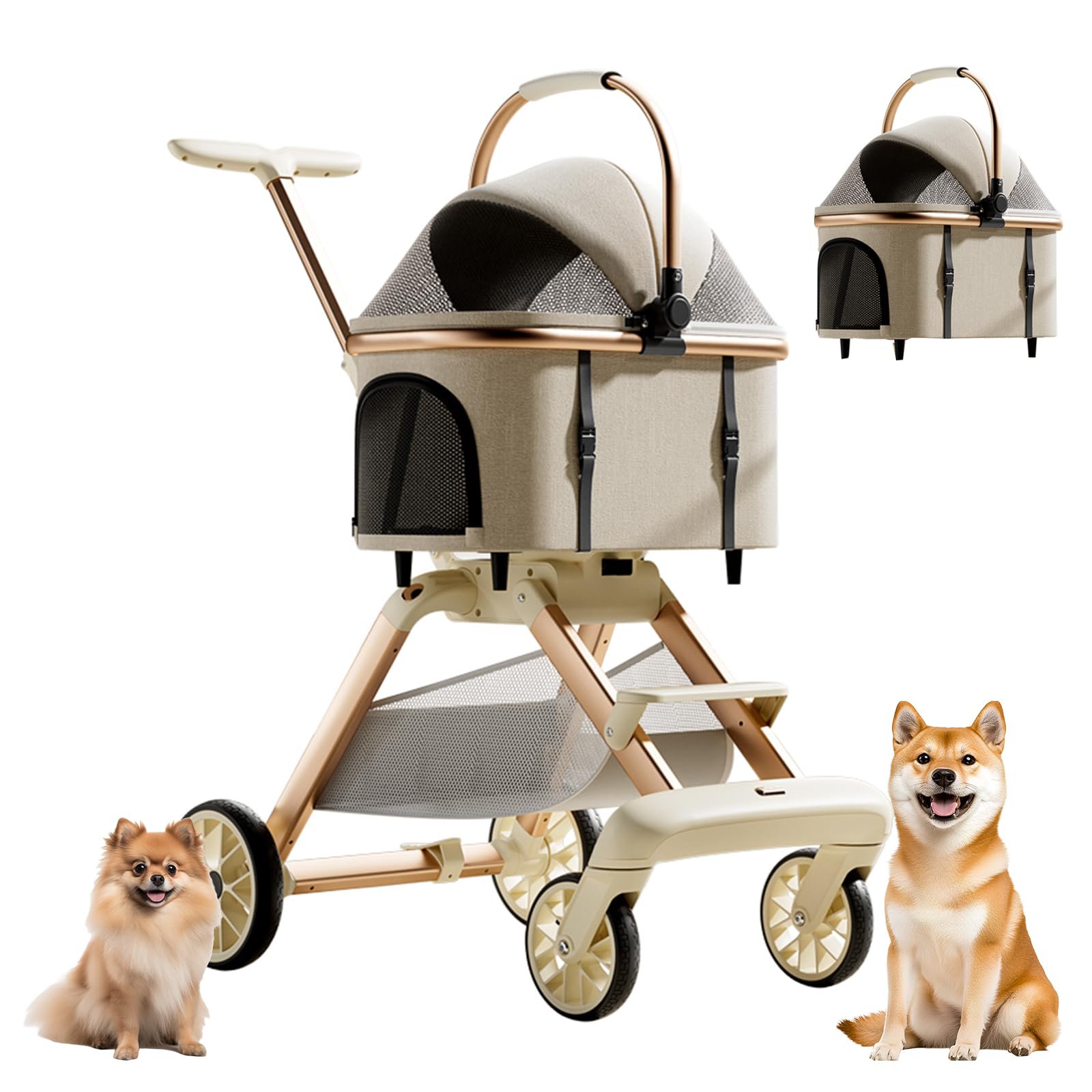 チ*プ様 50% OFFから【新品】1秒全体折畳 ペットカート 軽量 アルミニウ Amazon.co.jp: CozyMeow ペットカート 分離型 取り外し可能 4輪 犬