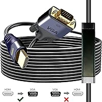 Vista 2 de Cable HDMI a VGA de 25 pies con IC, HDMI a VGA chapado en oro compatible para computadora, computadora de escritorio, laptop, PC, monitor