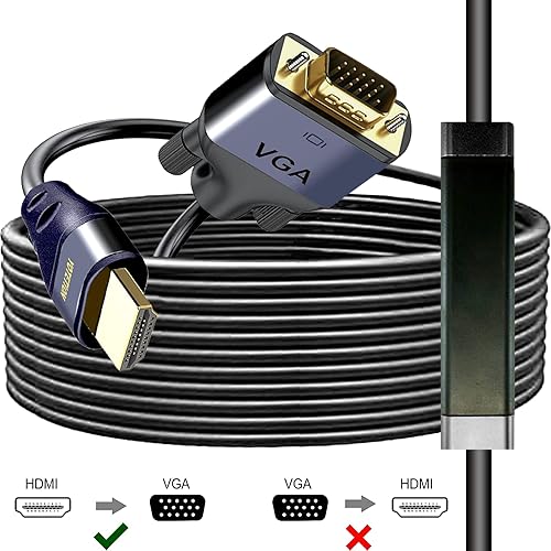 Miniatura 2 de Cable HDMI a VGA de 50 pies con IC, HDMI a VGA chapado en oro compatible para computadora, computadora de escritorio, laptop, PC, monitor,