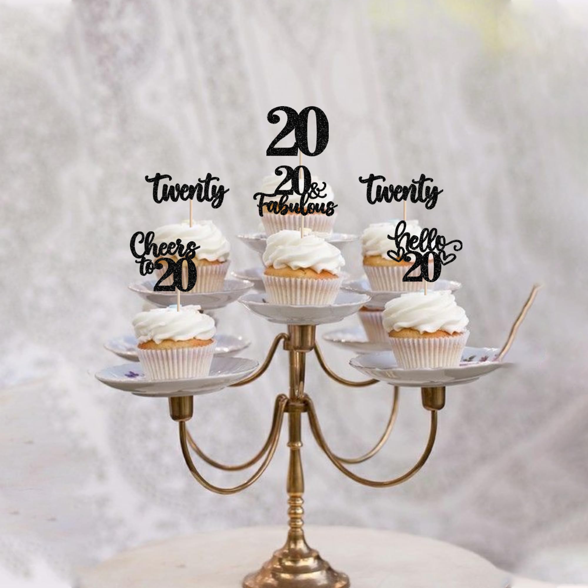 Amazon.co.jp: Happy 20th Birthday カップケーキトッパー グリッター