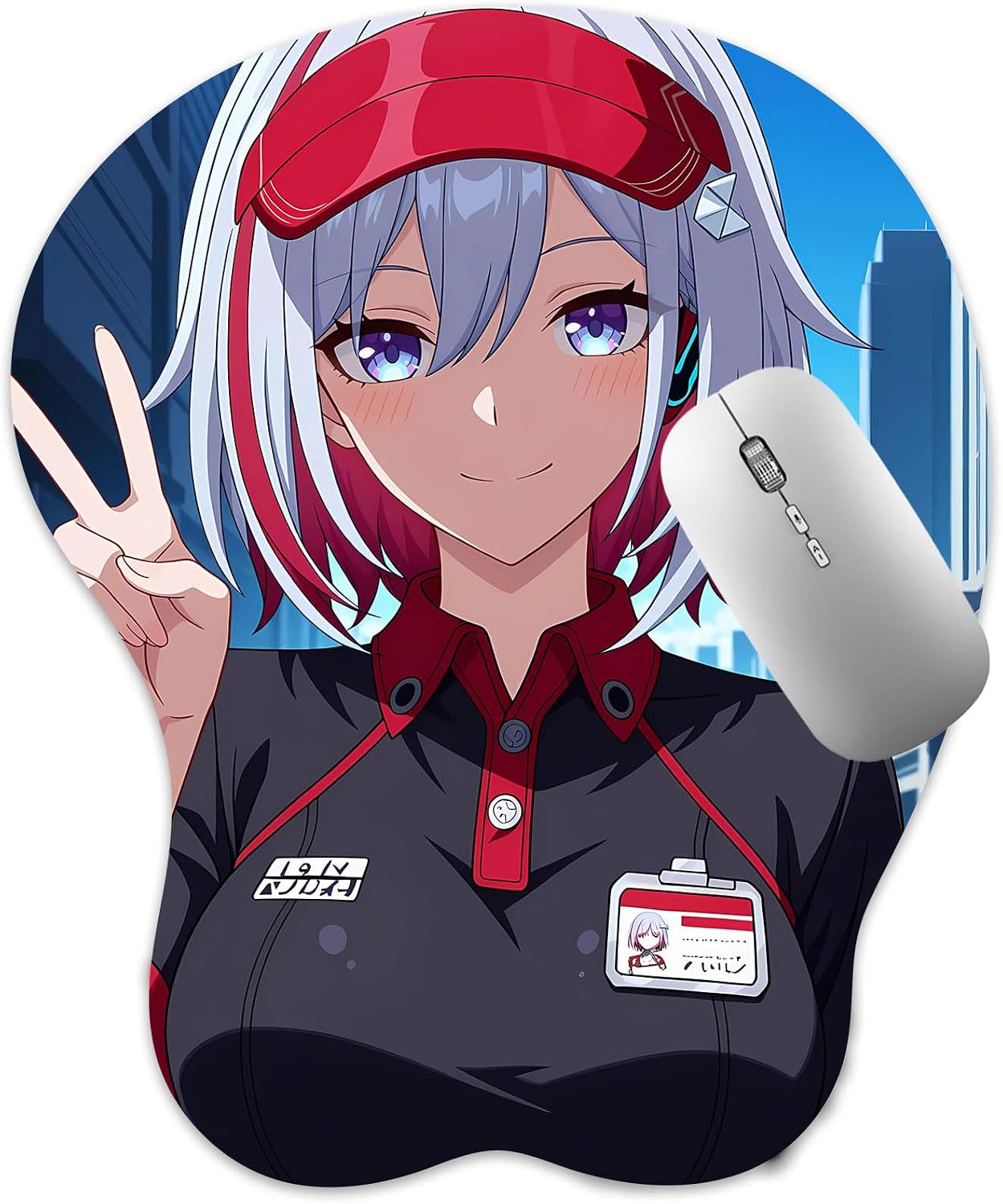 3D Mouse Pad, Oppai Mousepad with Soft Gel Wrist Rest Anime Manga Gaming Boob pad Anti-Slip Mouse Mat, Topaz
