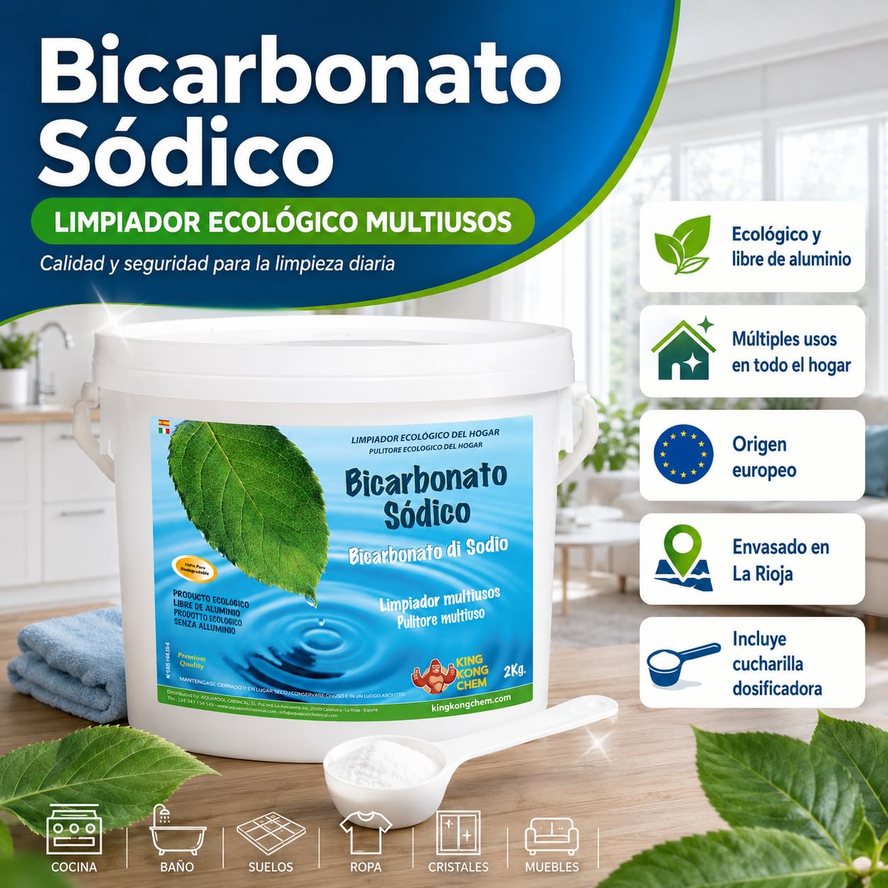 Bicarbonato de Sodio 5 kg Limpiador Ecológico Hogar DIASA
