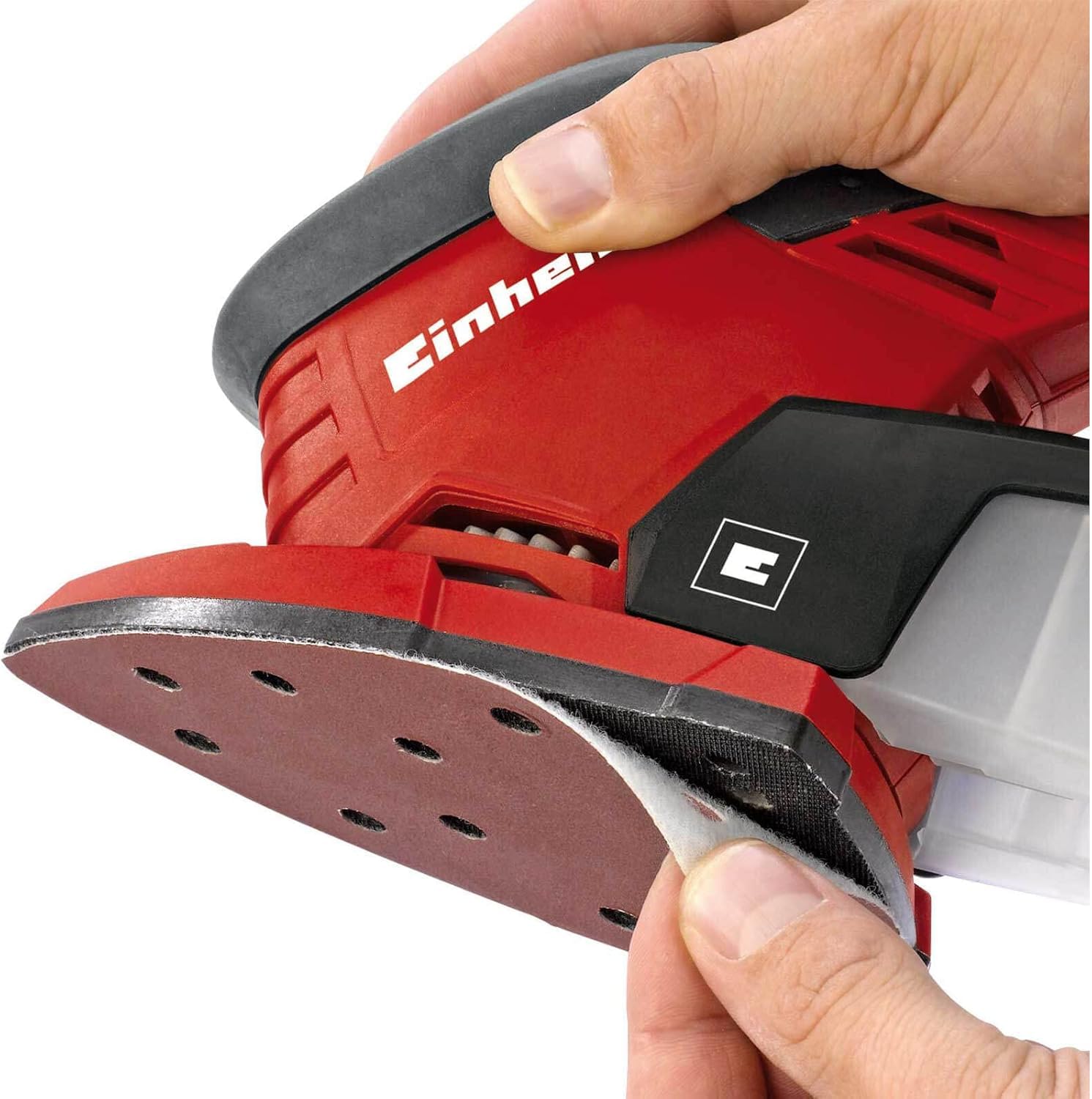 Einhell TE-OS 1320 LEVIGATRICE ORBITALE PALMARE (tensione 220 V, potenza 130 W, oscillazioni al min. 24000, ampiezza oscillazioni 2 mm, platorello 150 x 150 x 100 mm, Inclusi 3 fogli carta abrasiva)