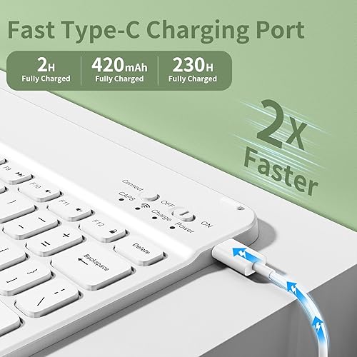 Miniatura 3 de aoub Funda para iPad de 9ª/8ª/7ª generación de 10.2 pulgadas, funda de teclado Bluetooth inalámbrica desmontable, funda trasera de TPU suave