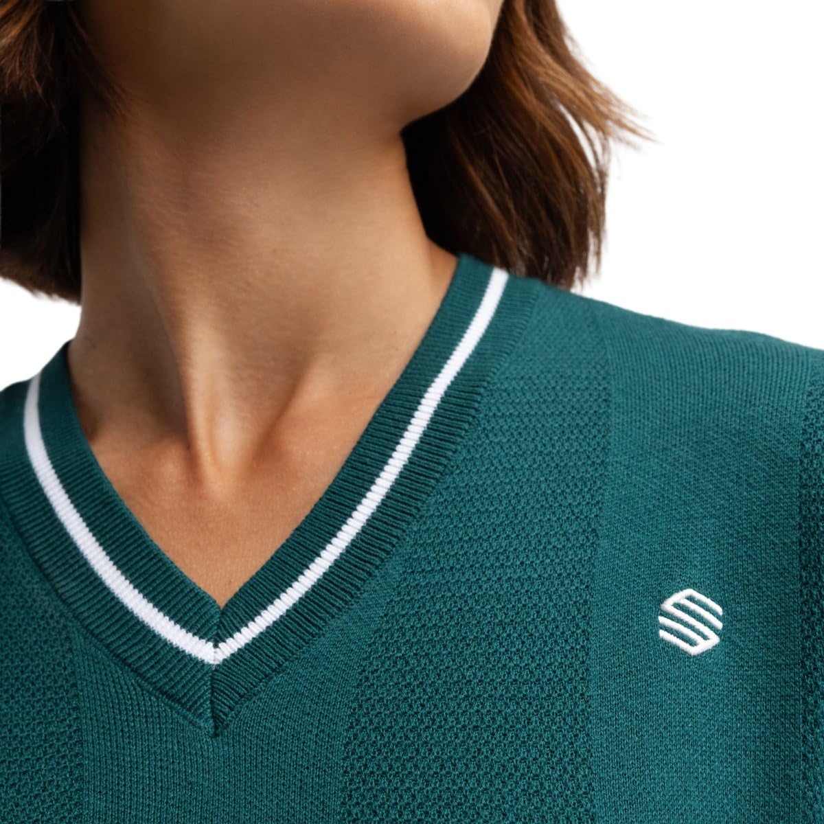 SIROKO Jersey Punto Golf Cuello de Pico Gimme Teal Verde