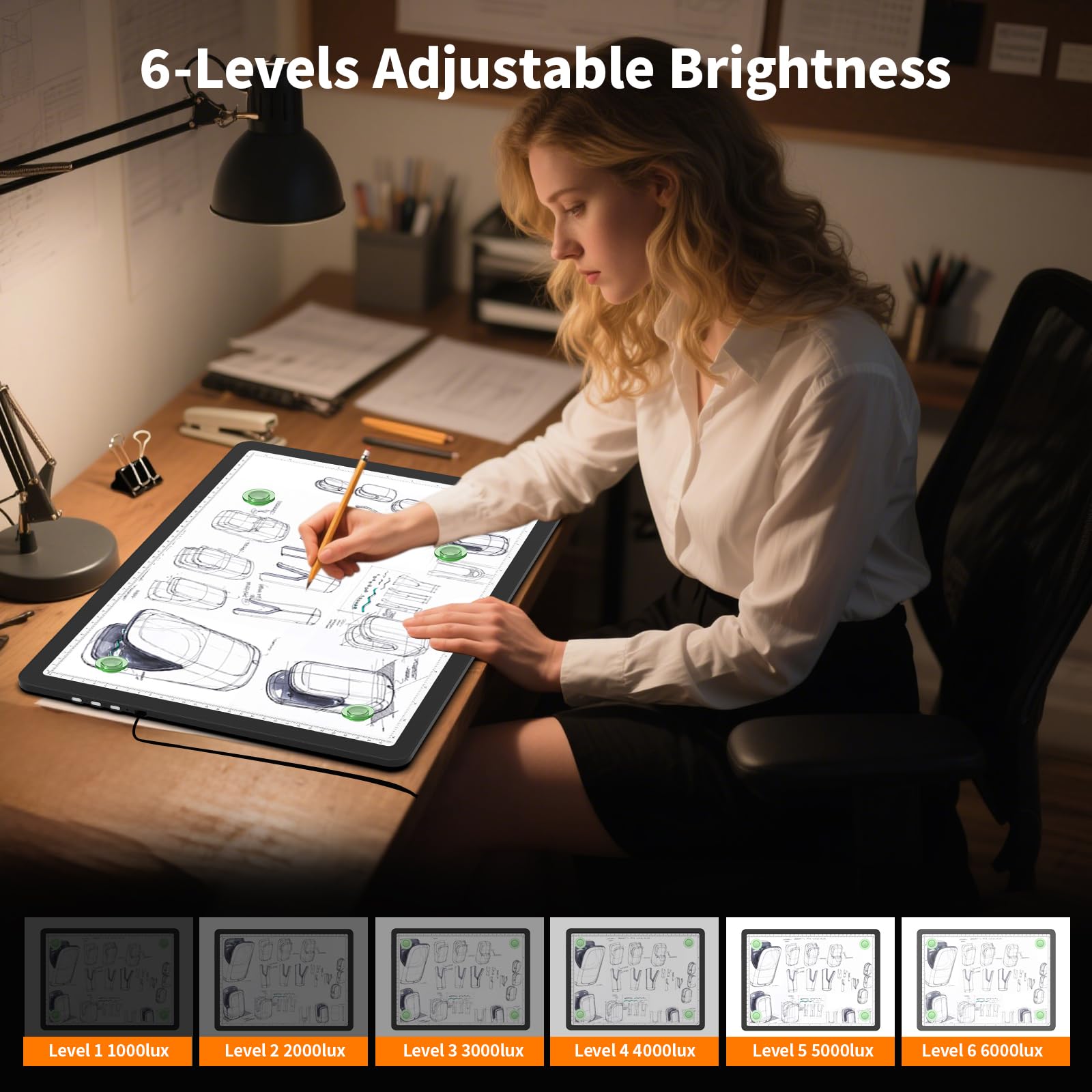 Elice Magnetische A3-Lichttafel mit Tasche für Diamantmalerei, Tracing LED Leuchtkasten mit Seitentasten, Super Bright Diamond Art Light Pad, Leuchttisch zum Zeichnen, Skizzieren, Jäten Vinyl