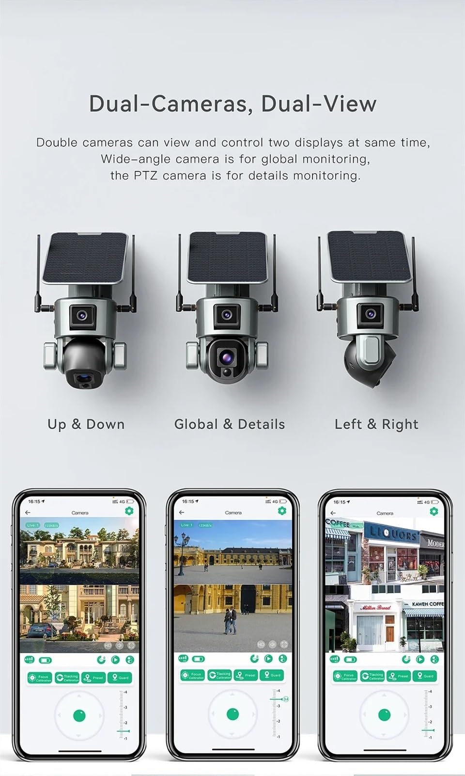 Caméra de sécurité, Caméra Solaire à Double Objectif 4K 8mp, Zoom 10X/4X, 4G SIM/WiFi, sécurité extérieure, Suivi humanoïde, Vision Nocturne Couleur(4G 4XZoom No Card)