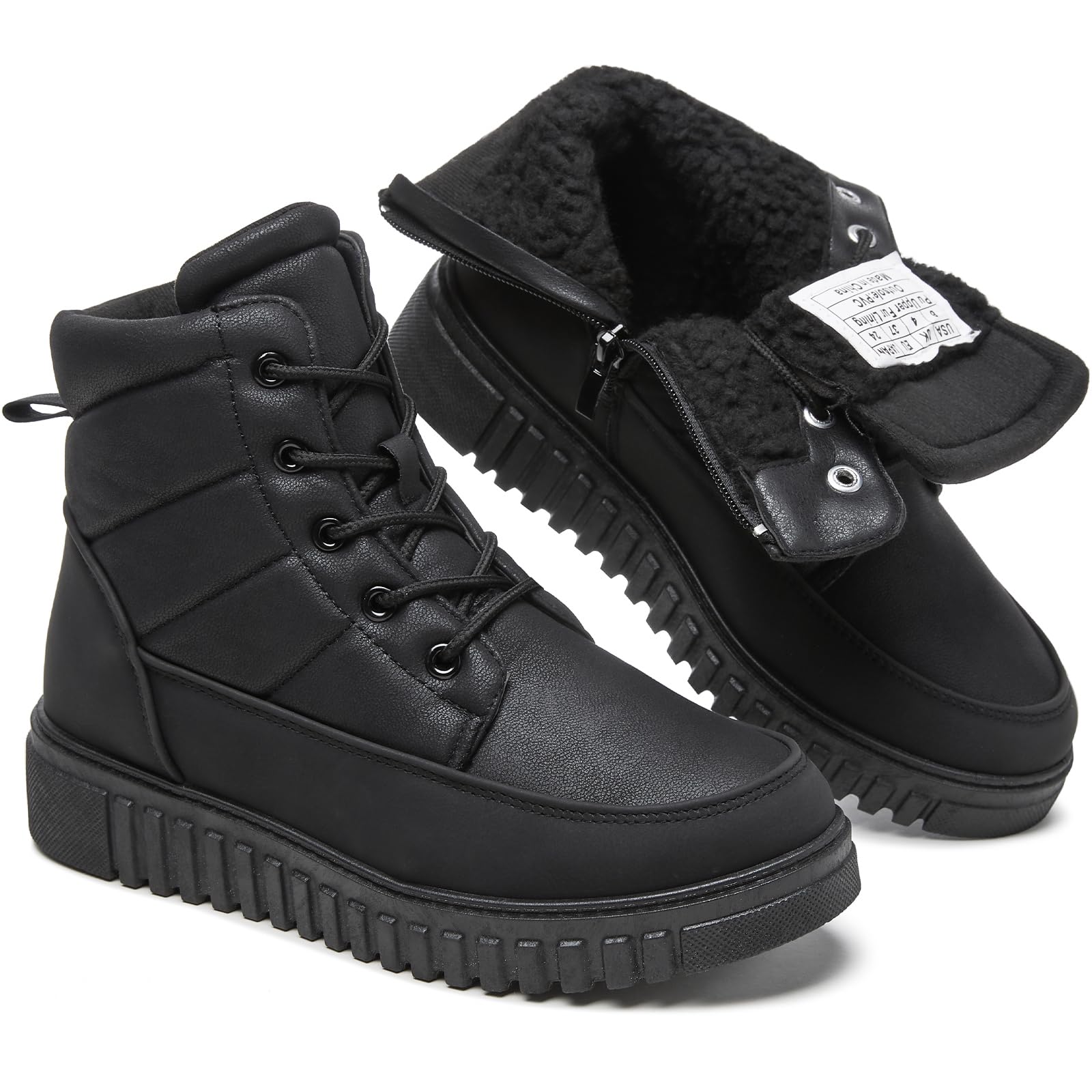 Ankle Boots for Women Winter Combat Boots Womens Hiking Sneakers Shoes Warm Snow Booties with Zipper