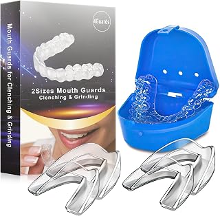 Mouth Guard for Grinding Teeth - Mouth Guard for Clenching Teeth at Night, BPA Free New Upgraded Dental Night Guard Stops Bruxism for Adults & Kids 2 Sizes Pack of 4 (2 Pairs)