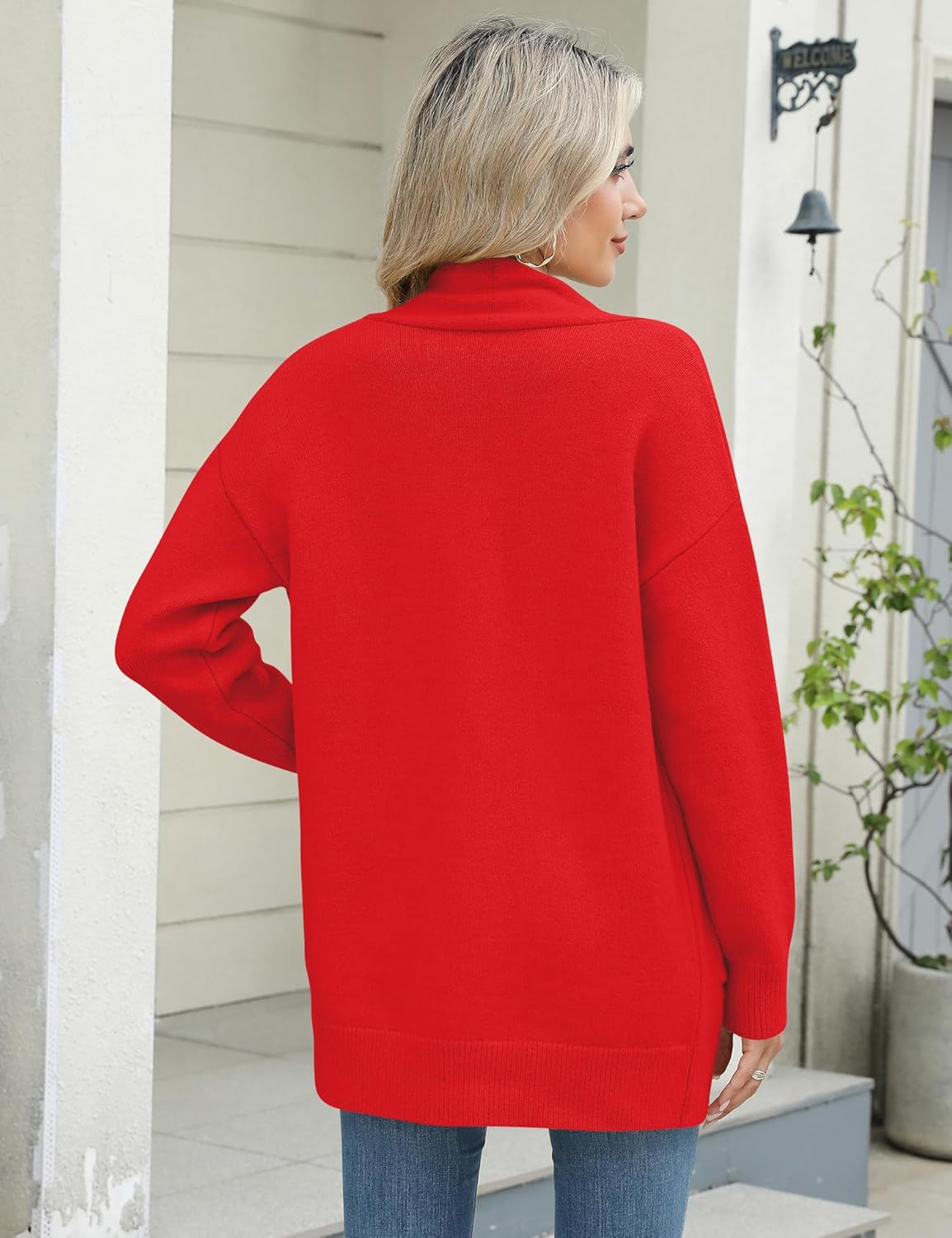 Micoson Women's Long Sleeve Open Front Knit Cardigan Sweaters 2025 Casual Loose Jacket Coat with Pockets - Image 6