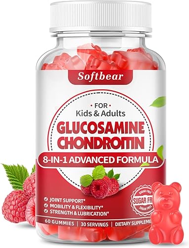 softbear Gomitas de glucosamina condroitina, glucosamina condroitina MSM sin azúcar con suplemento de cúrcuma de saúco antioxidante para